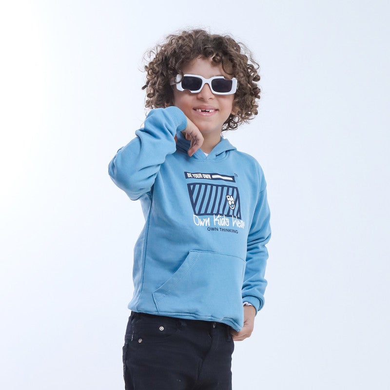 BEBO Boys' printed sweatshirt with hood and long sleeves_Cyan - Image 2
